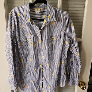 ❤️ St. John's Bay Blue Striped Shirt with Yellow Accents. Sz XL